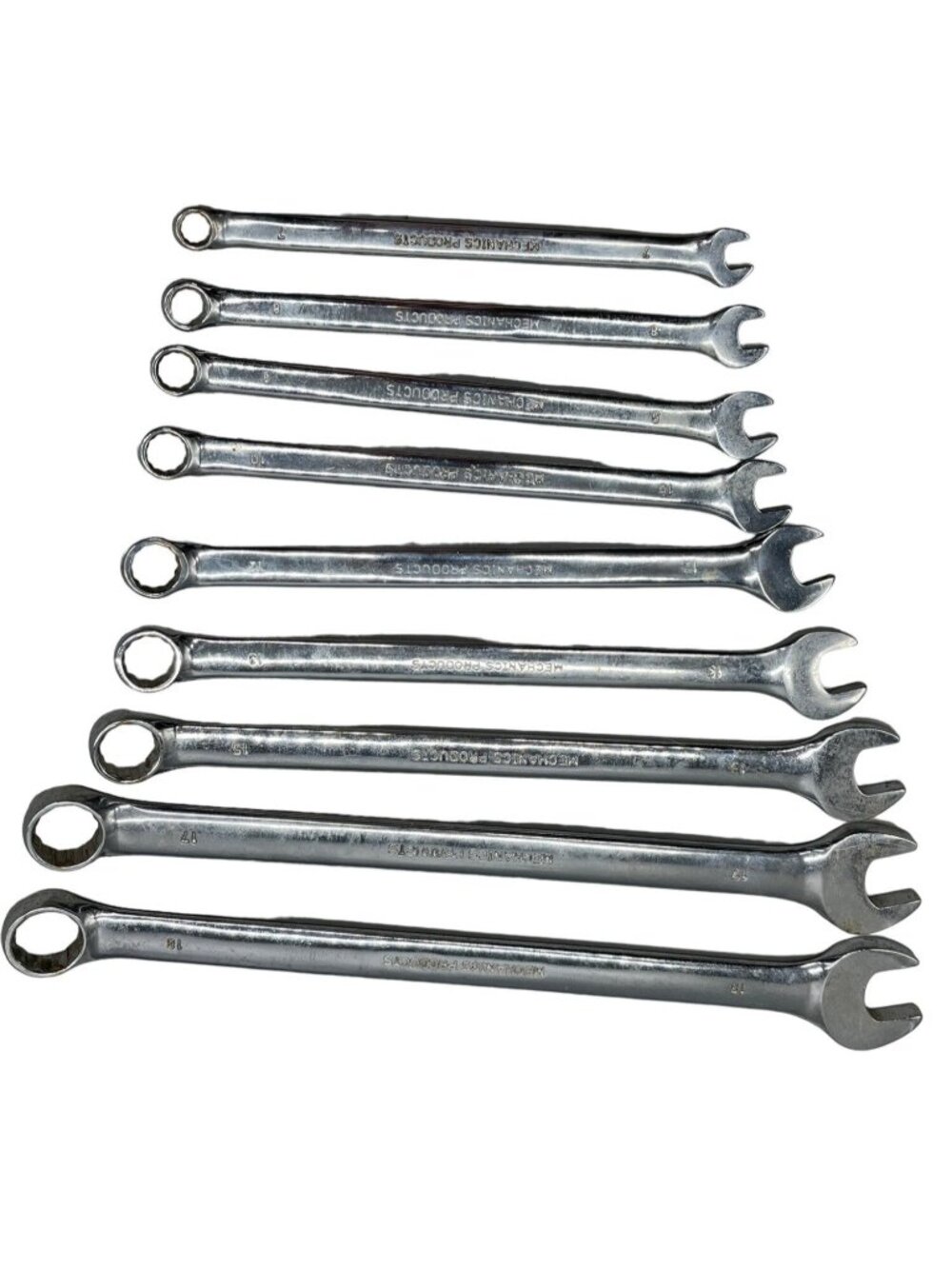 chrome vanaduim machanics products set of 9 wrenches standard READ